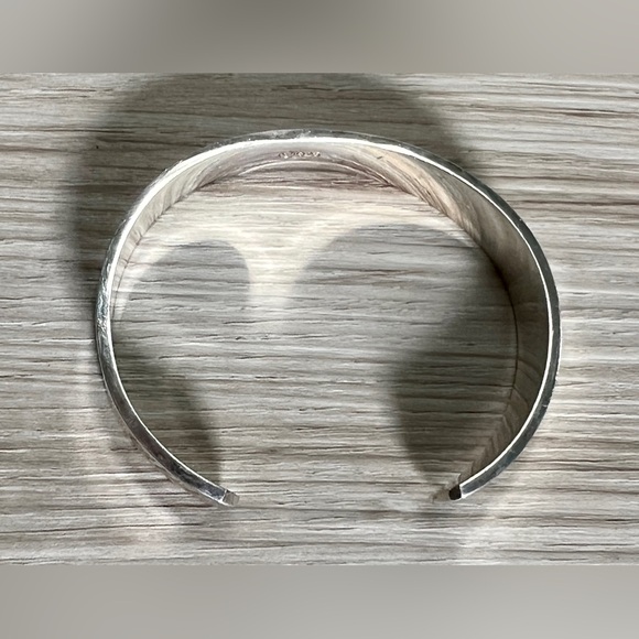 Vintage Designer Hallmarked Heavy Sterling Silver Cuff Bracelet, 7", 28g - Picture 5 of 6